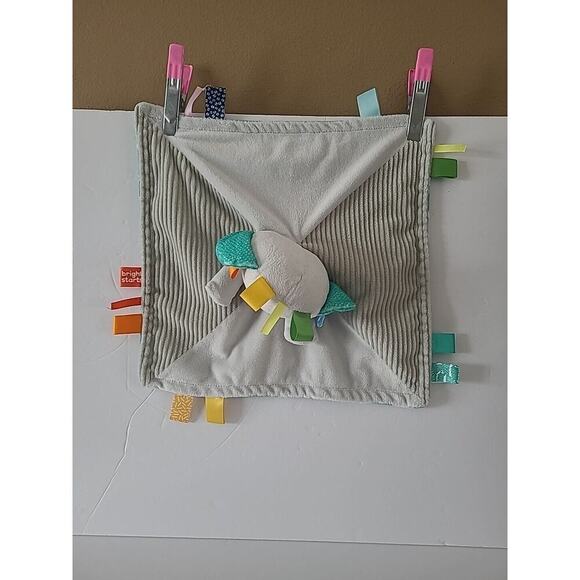 Taggies Bright Starts Elephant Lovey Lovie Baby Security Blanket Satin Tags Gray - Picture 7 of 8